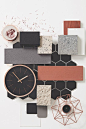 brick red and dark grey color palette