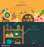 花园背景的网站。农场的元素:灯笼,铲,喷壶,篮子苹果,水果、蔬菜、花卉、工具,架子上。矢量平面插图-背景/素材,物体-海洛创意(HelloRF)-Shutterstock中国独家合作伙伴-正版素材在线交易平台-站酷旗下品牌