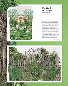 失落世界的花园
——穿越时空的40座浪漫秘境
Lucille Clerc 插画

从意大利埃斯特别墅（Villa d’Este）的沧桑壮丽，到墨西哥拉斯波萨斯（Las Pozas）的超现实雕塑花园；从英国海利根失落花园（Heligan）的魔法重生，到摩洛哥马约尔花园（Le Jardin Majorelle）的斑斓复兴——全球40座曾被遗弃的花园，以文字与插画重现“失乐园”的浪漫。
