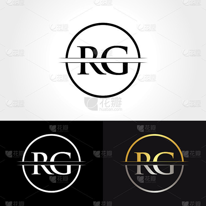 抽象字母RG标志设计矢量模板。RG字母标...