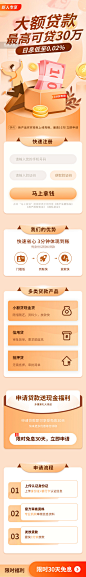 金融理财贷款极速贷长图h5黄色扁平图片_潮国创意