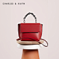 CHARLES＆KEITH 手提包 CK2-50270218 金属链条拼接饰女士单肩包-tmall.com天猫