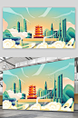 精品手绘矢量黄鹤楼插画设计-众图网