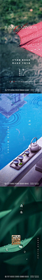 【南门网】 海报 二十四节气 雨水  谷雨 露水 雨伞 茶 叶子 系列 314581