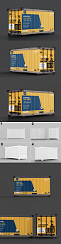 海运集装箱车体广告设计VI样机展示模型mockups