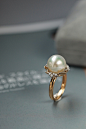 高贵温润 皮滑细腻光泽美11-11.9mm南洋大白珍珠戒指 18K金-淘宝网