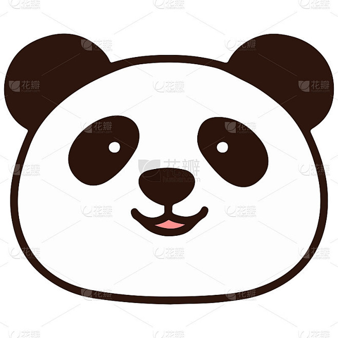 轮廓简单可爱的熊猫头素材-花瓣网