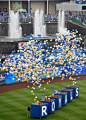 Balloons were released in the opening ceremonies Monday, April 6, 2015, at the Kansas City Royals season opening game with the Chicago White Sox at Kauffman Stadium.