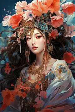 国潮戏曲女孩插画绘画