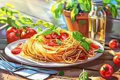 海鲜意面西餐插画绘画