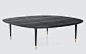 Lunar Coffee Table W1200 | Stellar Works| Designed by SPACE Cph |  Code: LN-T220 Materials:  Solid wood legs, Veneer laminate top, Brass plated stainless steel Dimensions: W800 x D800 x H400mm W1000 x D1000 x H400mm W1400 x D1400 x H400mm: 