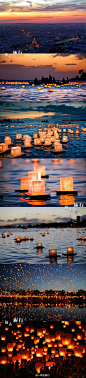 一块去旅行：【泰国水灯节】在泰国的传统节日中，每年的11月份都要举行“水灯节”，这是一个充分体现泰国青年男女旖旎恋情的节日。只要是频临河港或湖边的地方，水面上都会飘满水灯，闪亮着一片烛光，辉映着青年男女们双双的幸福靓影，而一片花香和轻快抑扬的“放水灯”歌声中，构成一个欢乐的水灯节之夜。
xlx
