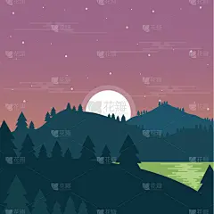 夜晚,森林,可爱的,野生动物,云,草,动物,鸟类,艺术品,湖