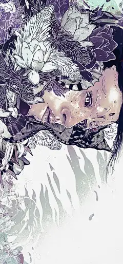 手绘人脸和花卉图案高清素材 设计图片 免费下载 页面网页 平面电商 创意素材 png素材