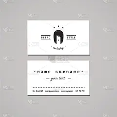 理发店名片设计理念。理发店的标志有女人。