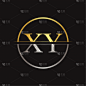 creative letter xy logo with gold and silver