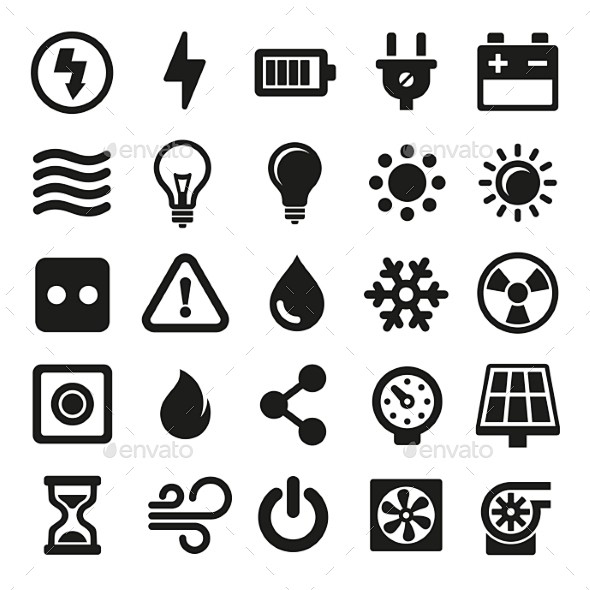 电动图标设在白色背景.矢量图标——技术Electric Icons Set On White Background. Vector ...