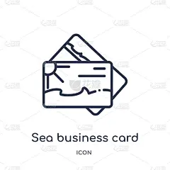 海名片图标从其他大纲收集。细线海名片图标孤立在白色的背景。