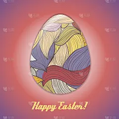 复活节彩蛋贺卡与抽象手绘装饰。