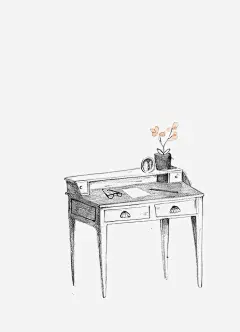 手绘素描书桌免抠素材_图宝宝 https://bao16.com 桌子 黑白 家居 插画 手绘 卡通