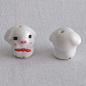 Ceramic Piglet Beads (6) - Ceramic Pig Bead -  White Piglet Beads  - Animal Beads - Lucky Cat Beads - BCAPIG