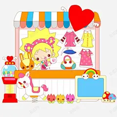 手绘卡通小女孩经营店铺 元素 免抠png 设计图片 免费下载 页面网页 平面电商 创意素材