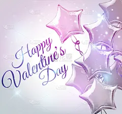 情人节快乐，星星形状的气球背景。