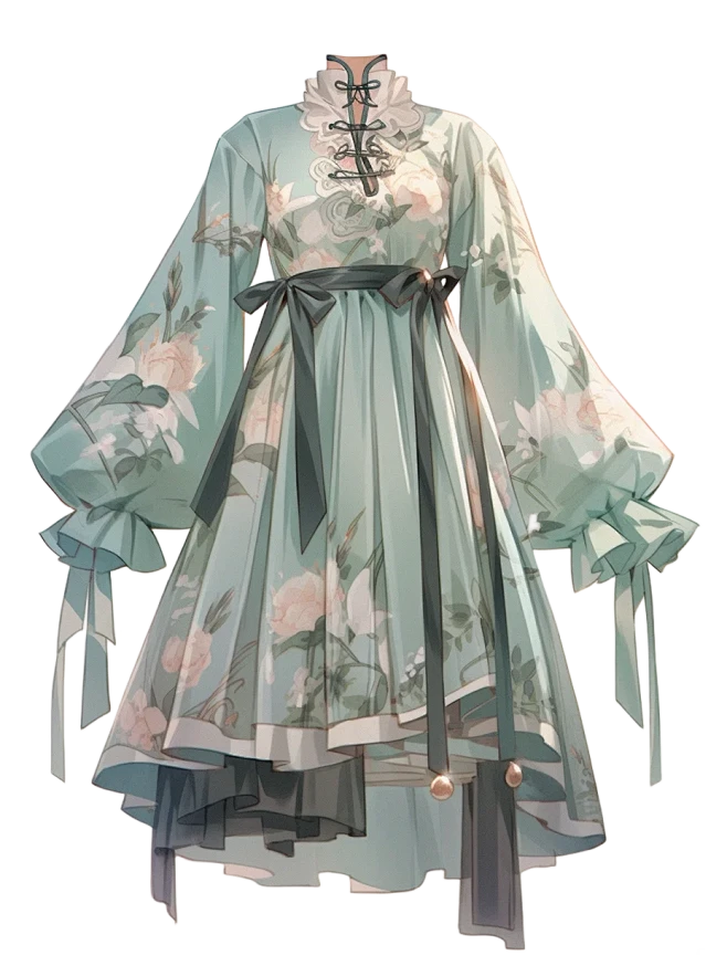 Vol.1新中式古风连衣裙｜oc服装设计素材-花瓣网