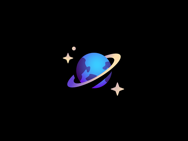 宇宙徽章平面图标插画矢量最小恒星太空星球