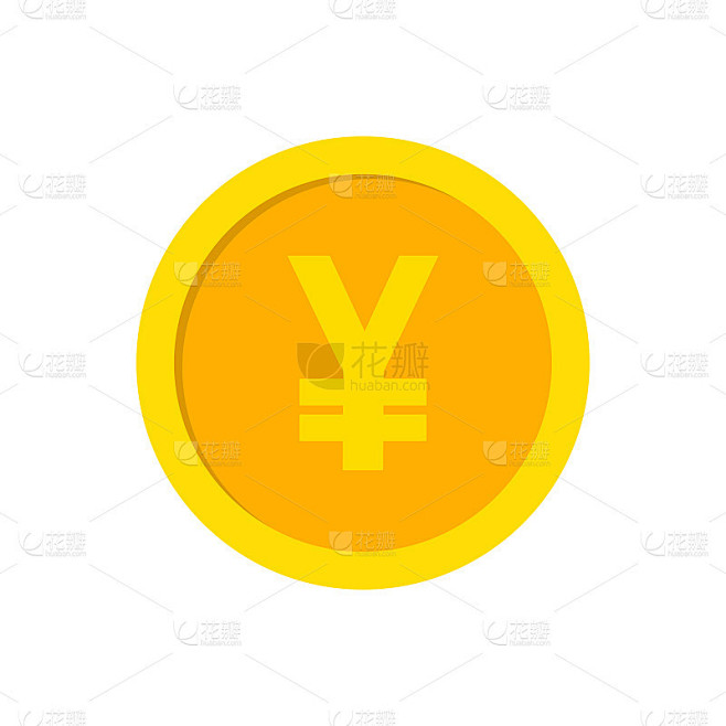 元硬币图标。硬币矢量图标。黄金是货币的象征。平面向量插图。货币人民币符号。
