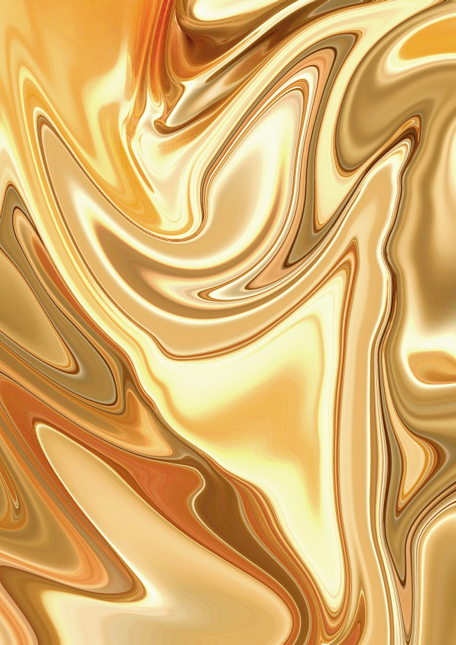 华丽金色金属液体流动抽象纹理背景海报平面...