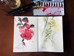 涂了新入的生宣本-张狗蛋水彩_水彩,插画,原创,花卉,手绘,宣纸_涂鸦王国插画