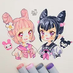 可爱卡通人物插画素材 Q版动漫二次元角色图片临摹资源 造型设计-淘宝网
