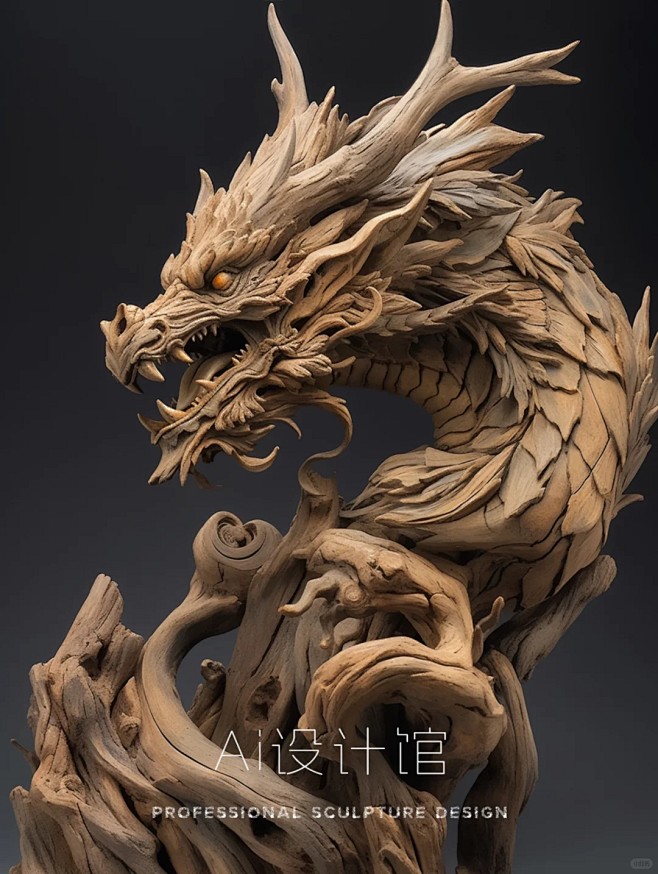根雕，龙首_4_Ai设计馆_来自小红书网...