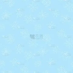 无缝图案与涂鸦雪花在蓝色