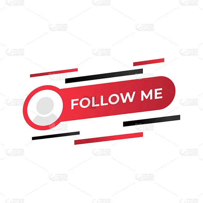 Follow Me button icon vector for social media. Fol素材-花瓣网