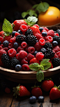 水果拼盘草莓浆果蓝莓美食摄影特写照片