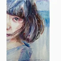 水彩人像 美丽的侧脸 # #水彩# #头像# #插画#