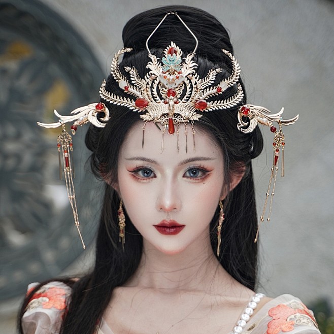 清月鹿鸣原创【凤鸣朝歌】古风神女婚嫁发饰...