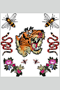 中式简约潮流猛虎插画印花矢量素材-众图网