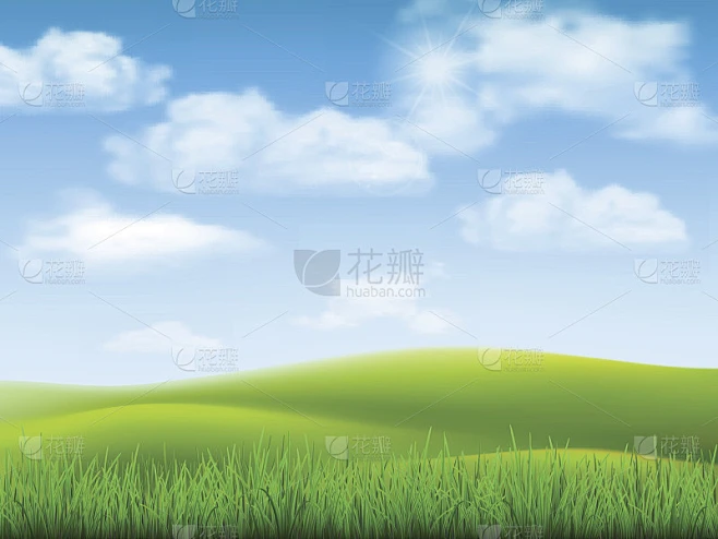自然景观天空和草地素材-花瓣网