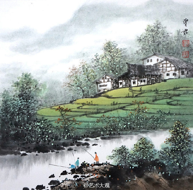 曾君国画山水作品——曾君，祖籍福建漳州，1965年生于四川成都