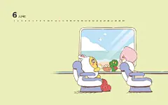 #KakaoFriends# 可可朋友超话 #KakaoFriends壁纸#
6月壁纸终于来咯~存转赞懂？旅行的意义，不止在于沿途的风景，更在于同行的伙伴是谁~ #Apeach# 和 #Muzi# #Con#三个小伙伴一起出游，他们一路上会发生哪些有趣的际遇呢？真是令人期待呀~ ​​​​