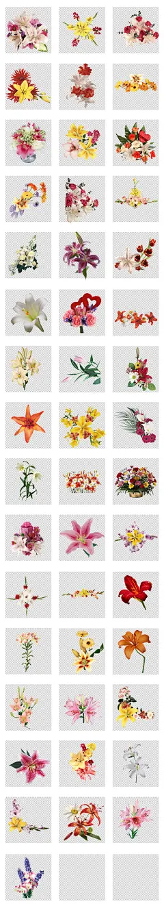 鲜花店电商花束花语促销插画海报PNG素材