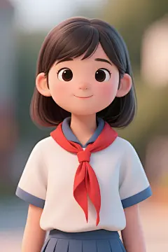 戴红领巾的卡通小学生红领巾少先队员