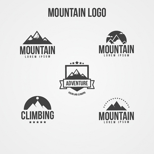 雪山，户外登山，露营旅游logo标志矢量...