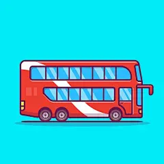 双层巴士公交车手绘卡通矢量插画矢量图设计素材