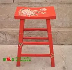 【厂家直销-实木家具】中式复古彩绘吧台凳 酒吧凳 手绘红色凳子