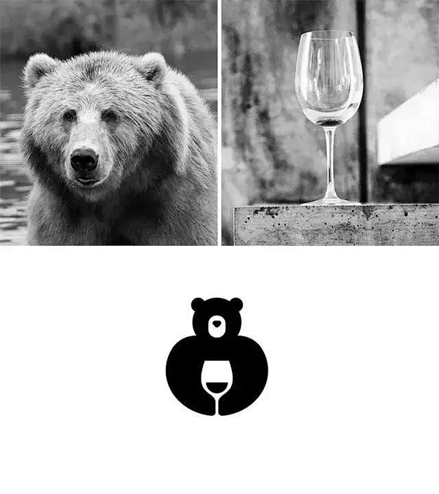 小熊和酒杯logo正负形