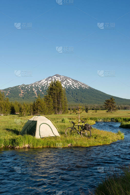 俄勒冈州,卡斯基德山脉,自行车,独汉山,...